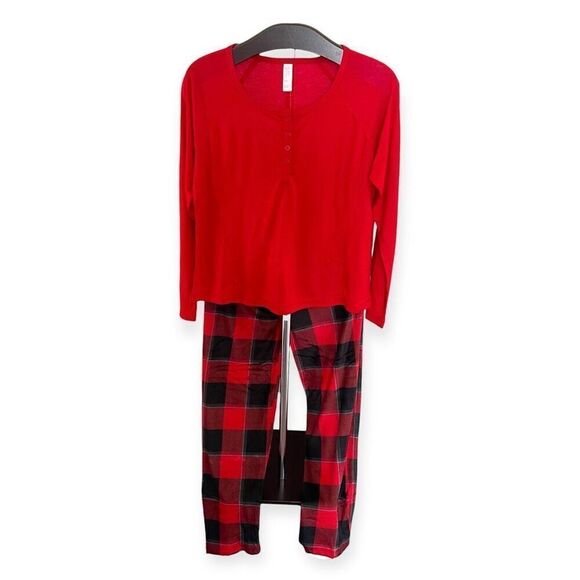 STARS ABOVE Women’s 2 Piece Cozy PJ Set in Red/Black Size Small NEW - Picture 4 of 13